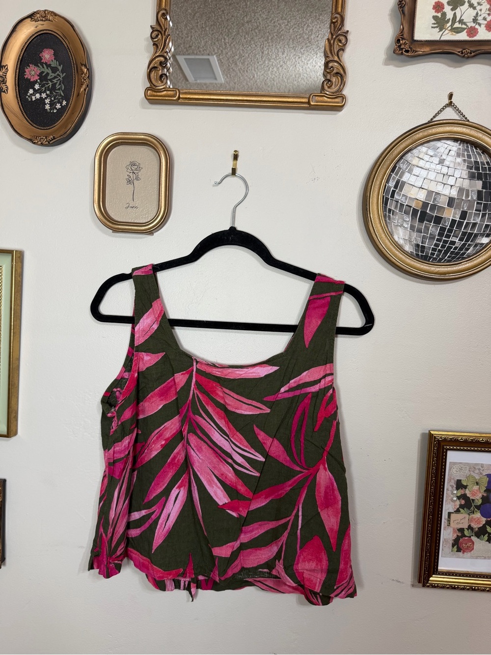 Women’s Olive & Pink Tropical Tank Top